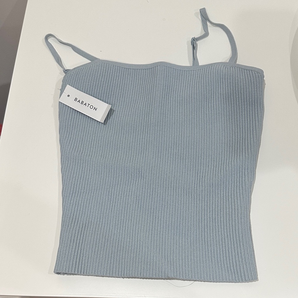 Babaton Alaska  Sculpt Knit Tank in Light Blue